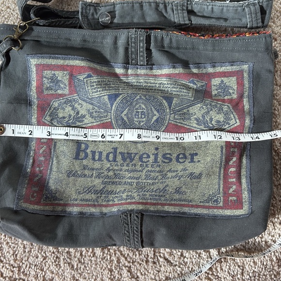 Upcycled Carhartt jeans  Olive green  Crossbody Bag, either side can be used - Picture 4 of 5